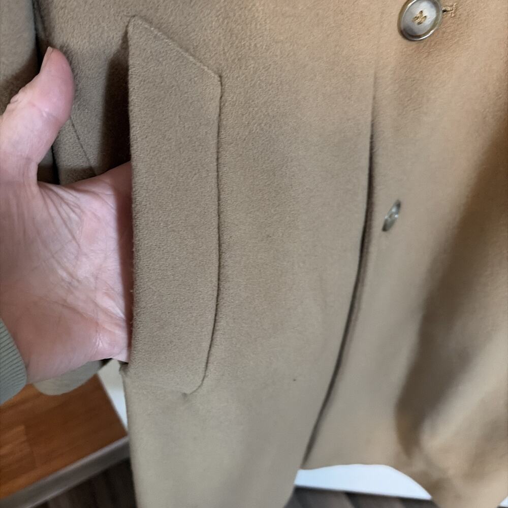 Vintage London Fog Mens 44 Long Wool Overcoat Tan Classic City Office Business - Picture 3 of 16